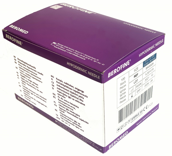 Игла инъекционная одноразовая Berofine 23G (0,60 х 80мм)